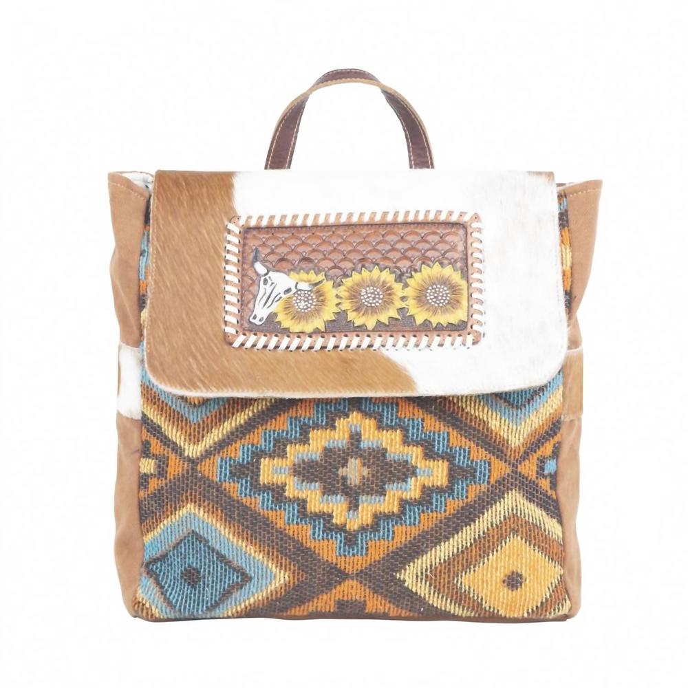 NEW MYRA BAGS women's primordial hand-tooled bagpack in multi